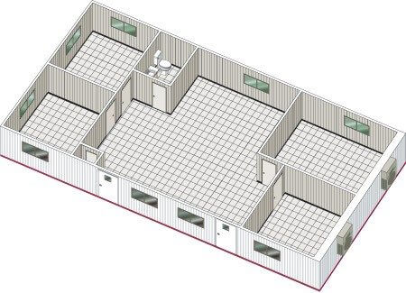 Basic double-wide mobile office floor plan