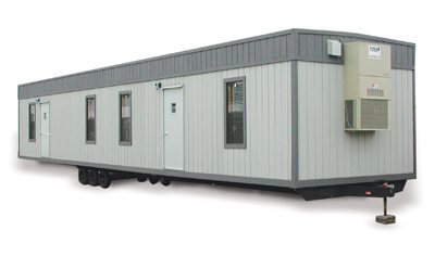 mobile office trailer with double doors and windows