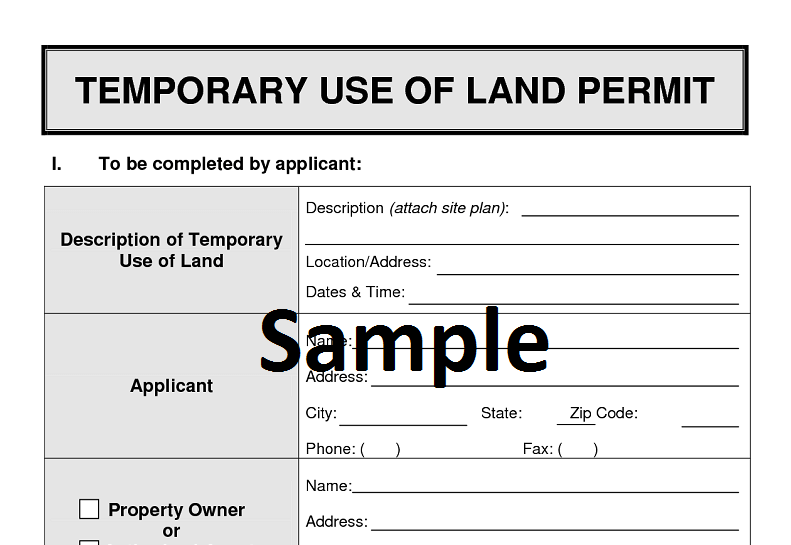 temporary use of land permit